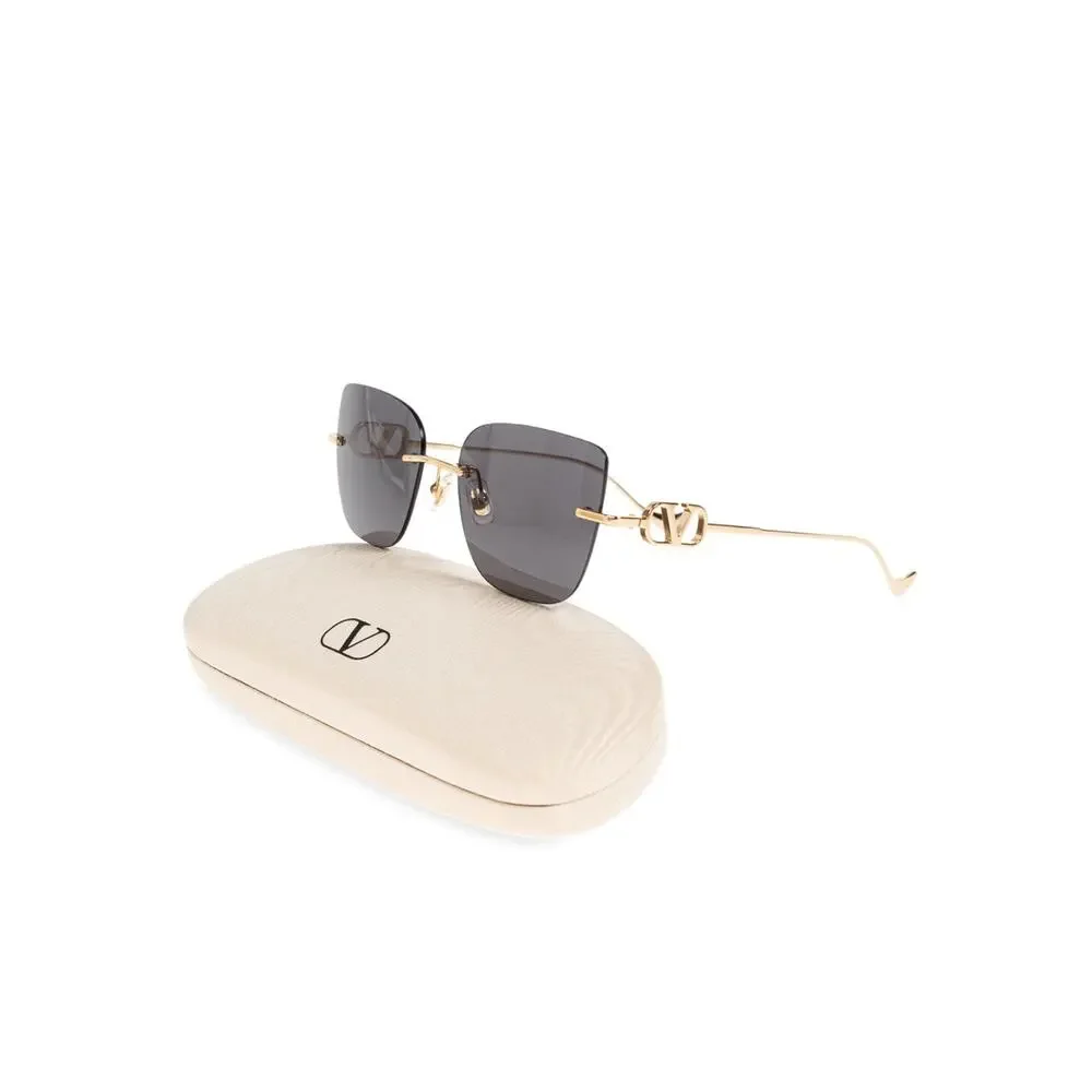 New Valentino VG0033S 001 Gold Sunglasses Grey Lenses Authentic